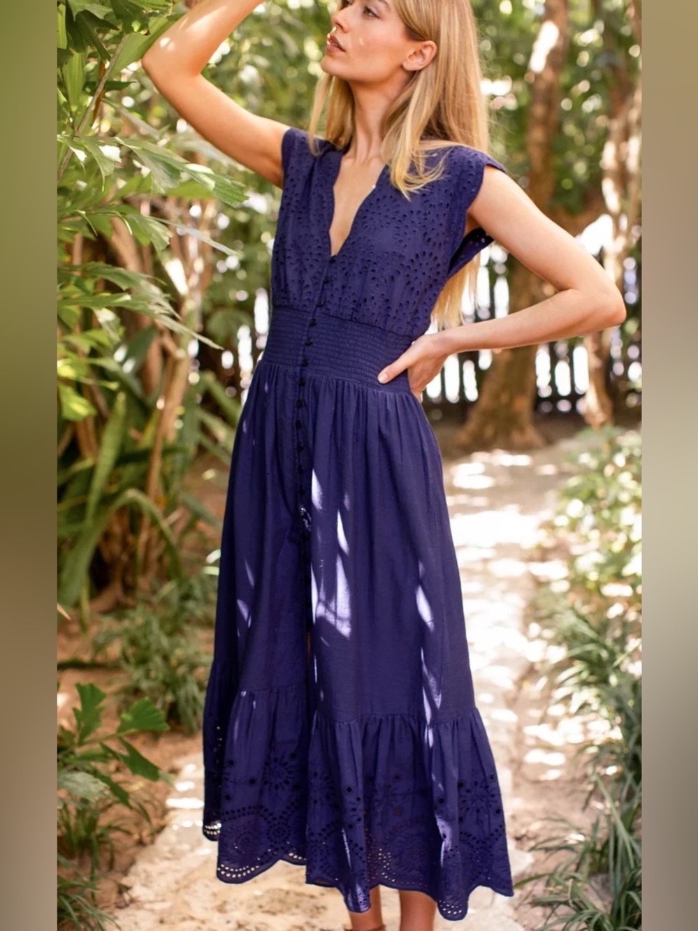 Marea by Liz Joy Fiona Dress in Navy Eyelet, Like New, Size XS